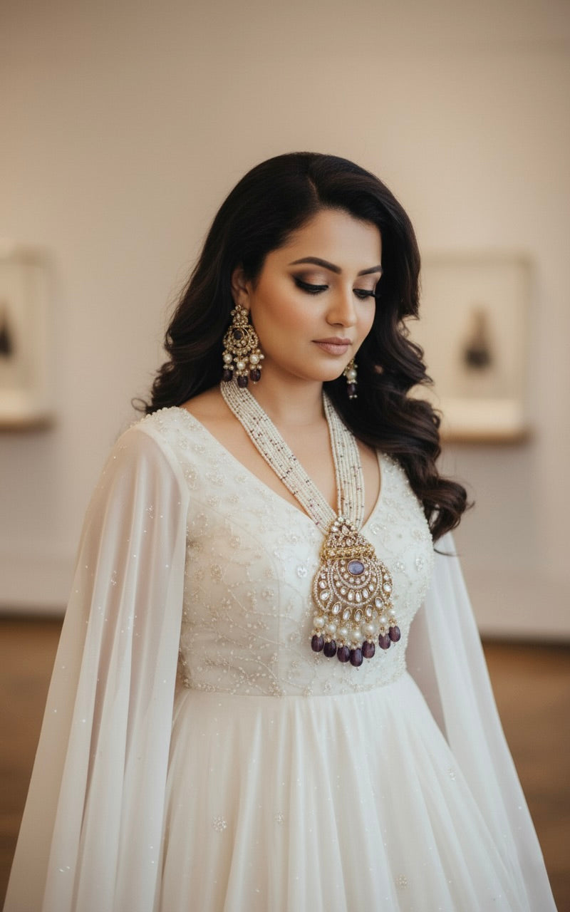 Kundan Necklace and Earrings Jewellery Set