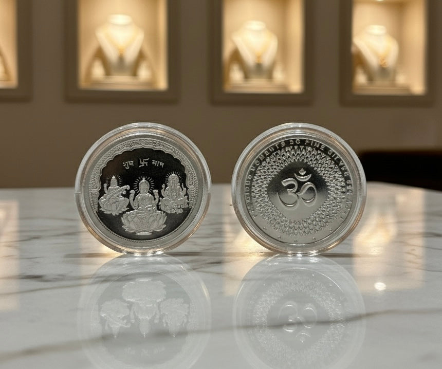 Lakshmi Ganesh Saraswati Silver Coin