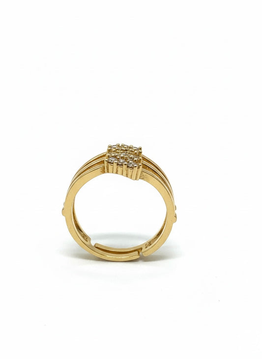 Adjustable Multi-Band CZ Statement Ring – Gold Finish