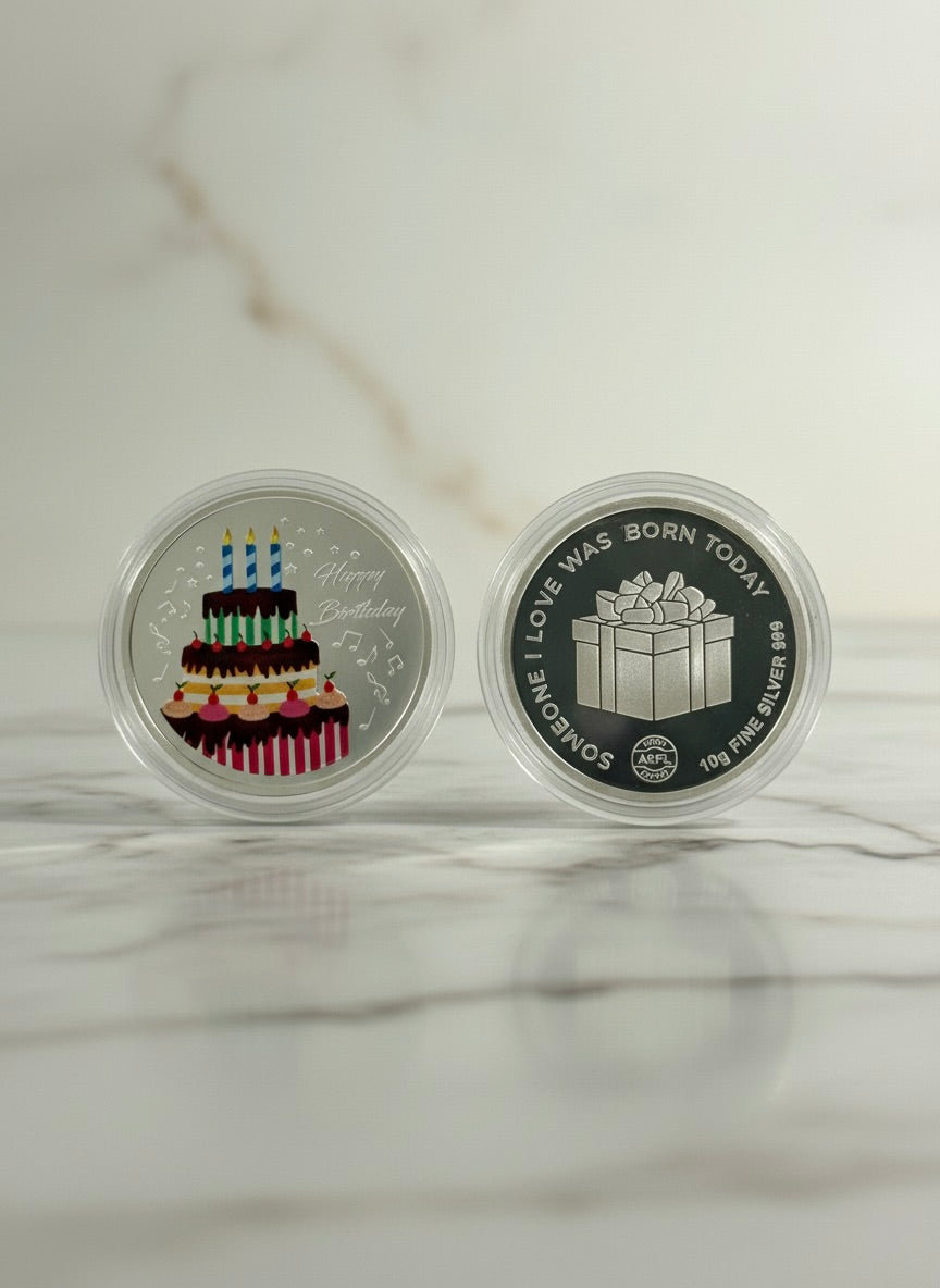 Happy Birthday Silver Coin – 10g .999 Fine Silver Gift