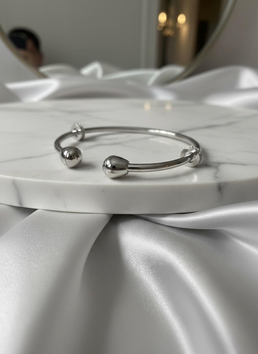 Handmade 925 Sterling Silver Open Bangle Bracelet