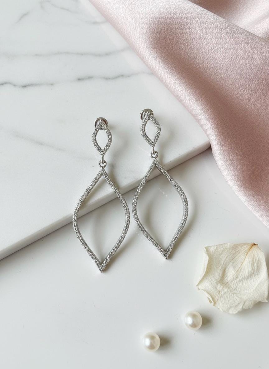 Handmade Chic 925 Sterling Silver Long Drop Earrings