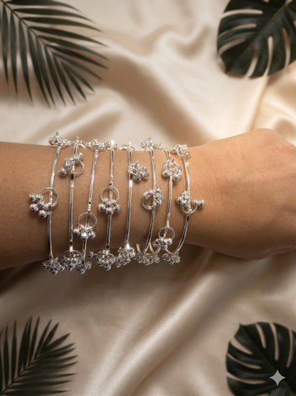 Silver Tone Kashmiri Bangles – Set of 4