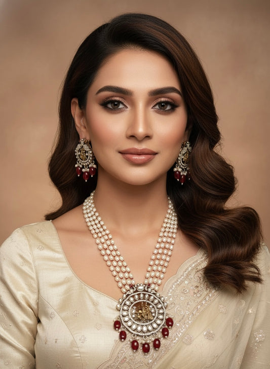 Royal Kundan Pearl Temple Jewellery Set