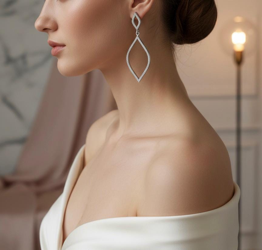 Handmade Chic 925 Sterling Silver Long Drop Earrings