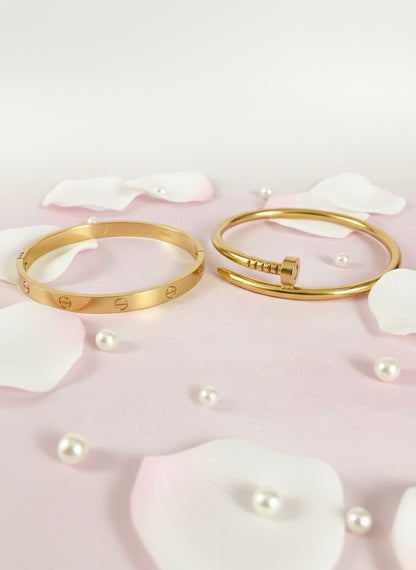 Elegant Gold-Plated Bangle Bracelet  Duo