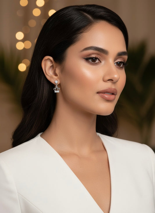 Crown Drop Earrings with Cubic Zirconia