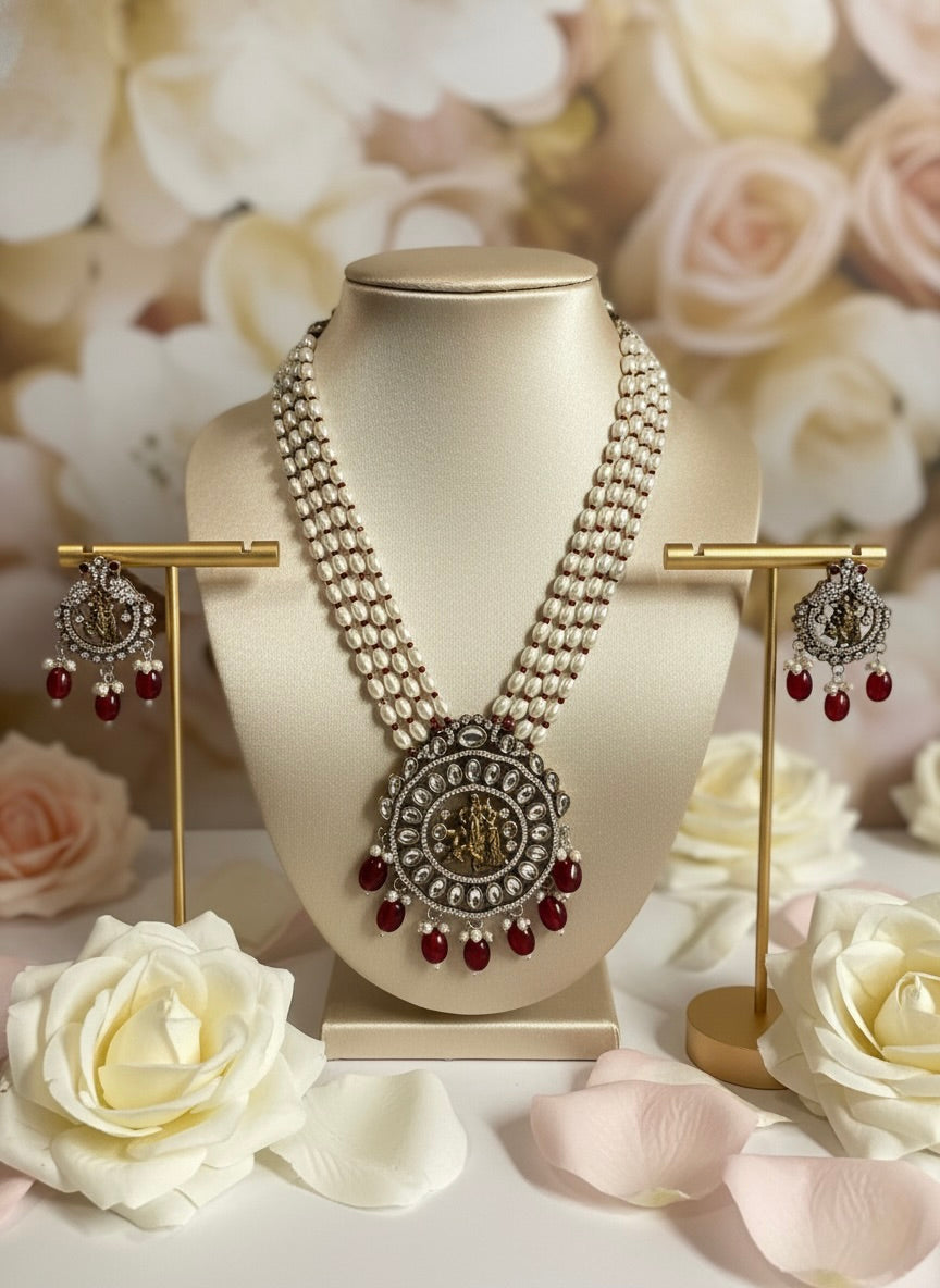 Royal Kundan Pearl Temple Jewellery Set
