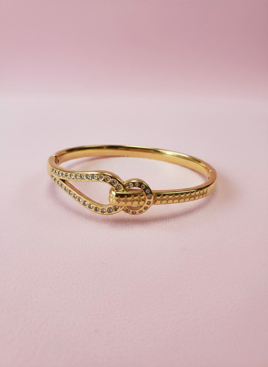 Gold-Plated Knot Design Bangle Bracelet