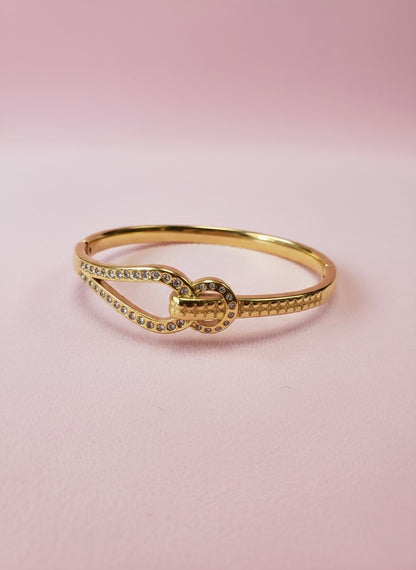Gold-Plated Knot Design Bangle Bracelet