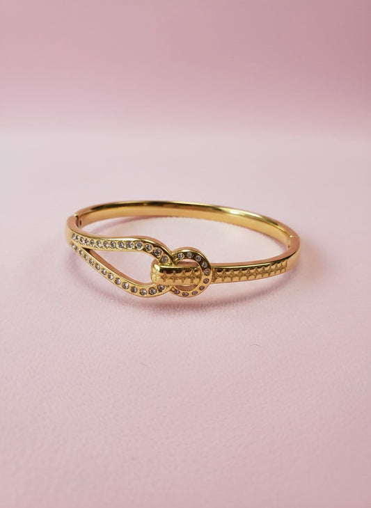 Gold-Plated Knot Design Bangle Bracelet