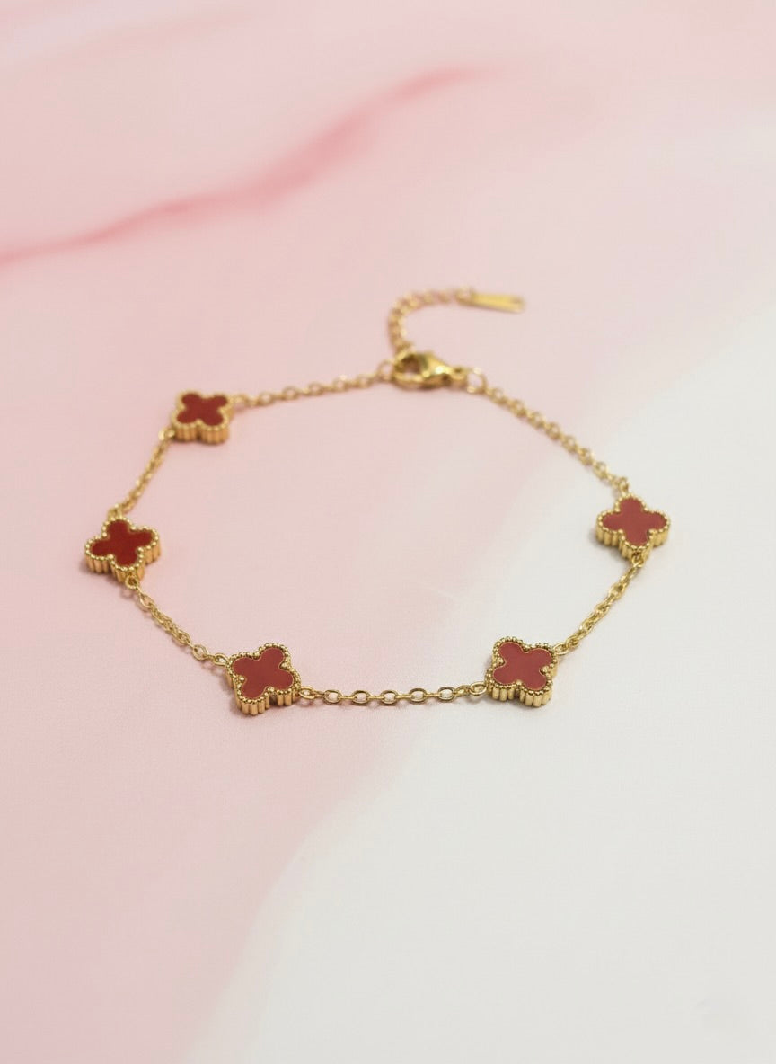 Elegant Gold-Plated Clover Charm Bracelet