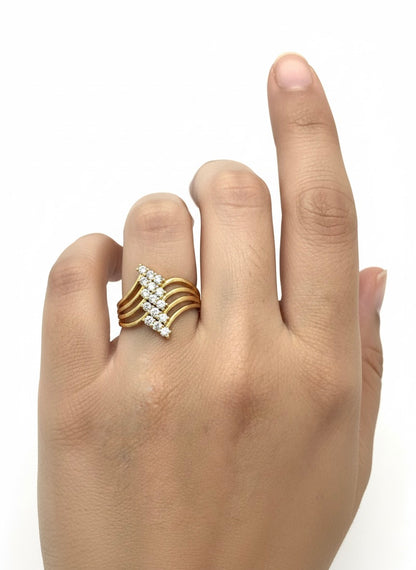 Adjustable Multi-Band CZ Statement Ring – Gold Finish