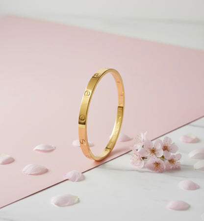 Classic Gold Plated Screw Design Bangle Bracelet