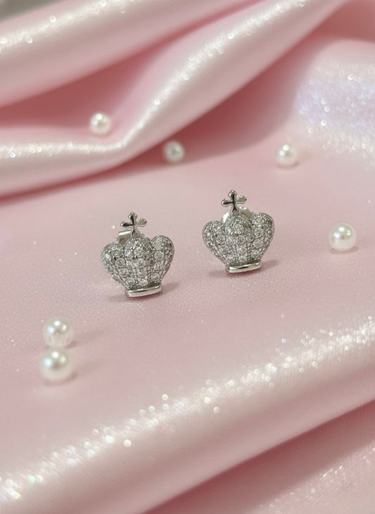 Crown Stud Earrings with Cubic Zirconia
