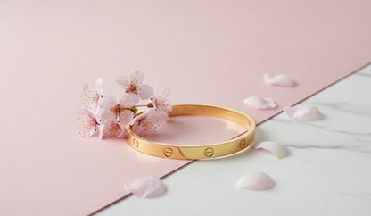 Classic Gold Plated Screw Design Bangle Bracelet