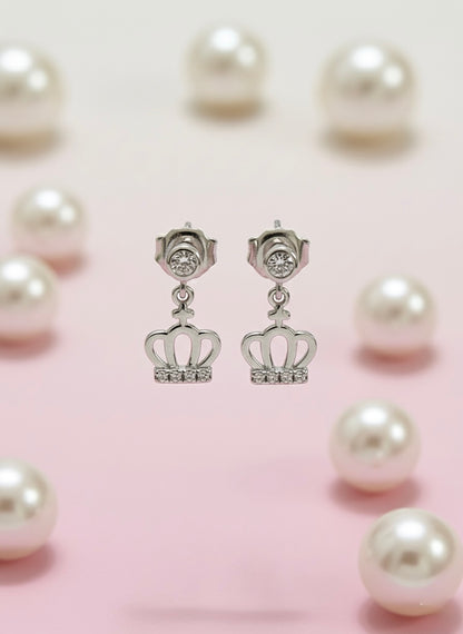 Crown Drop Earrings with Cubic Zirconia