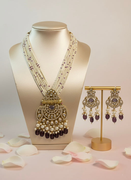 Kundan Necklace and Earrings Jewellery Set