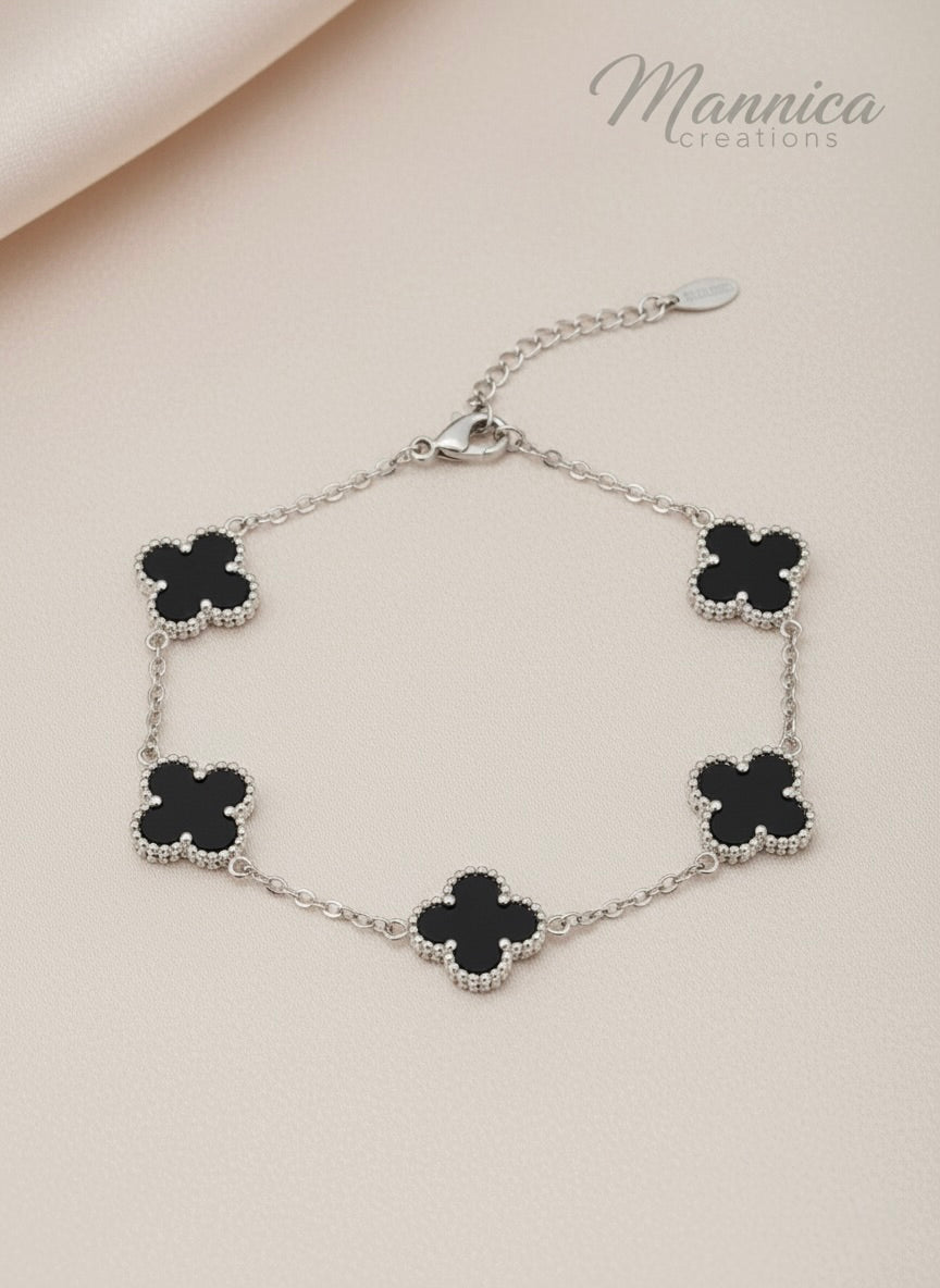 Black Clover Silver Bracelet