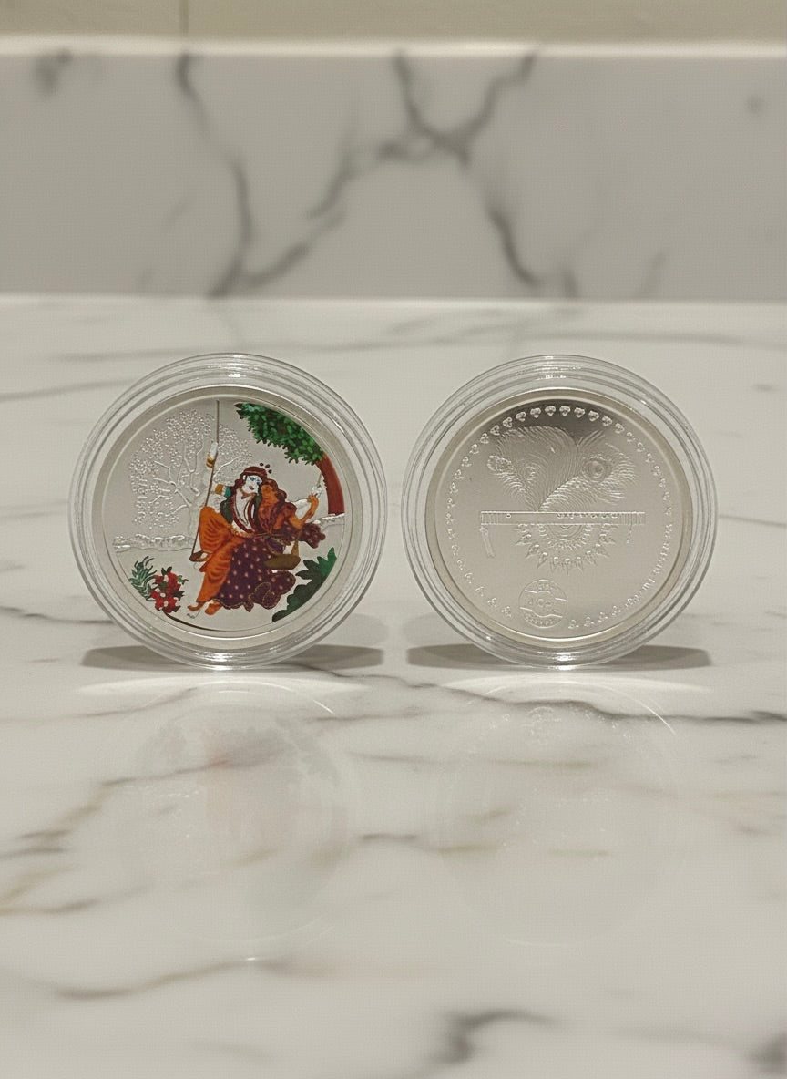 Radha Krishna Colour Silver Coin – 10g Pure 999 Silver