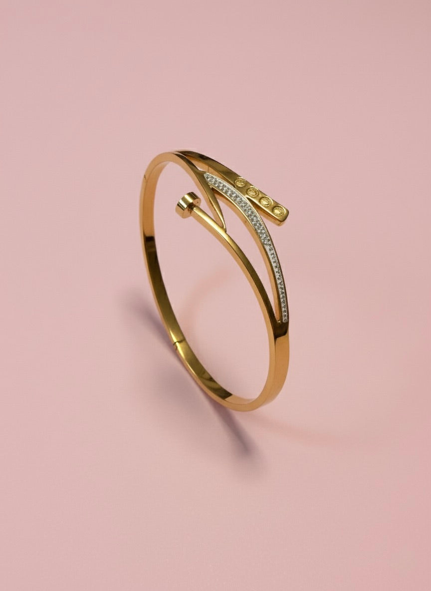 Luxury Gold-Plated Designer Nail Bangle