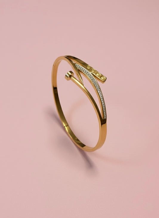 Luxury Gold-Plated Designer Nail Bangle