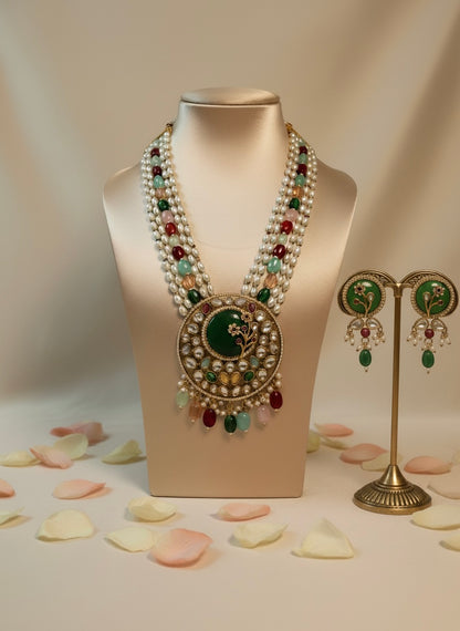 Multicolour Pearl & Kundan Royal Heritage Jewellery Set