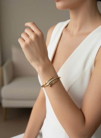 Luxury Gold-Plated Designer Nail Bangle
