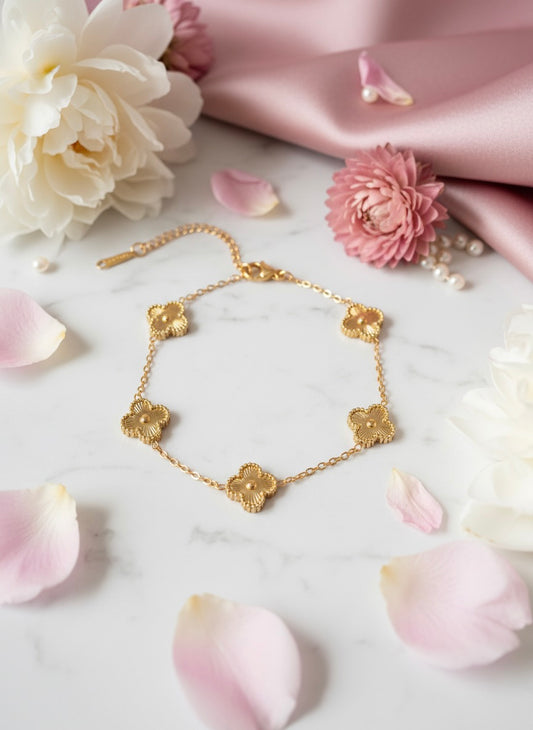 Gold Plated Clover Design Chain Bracelet