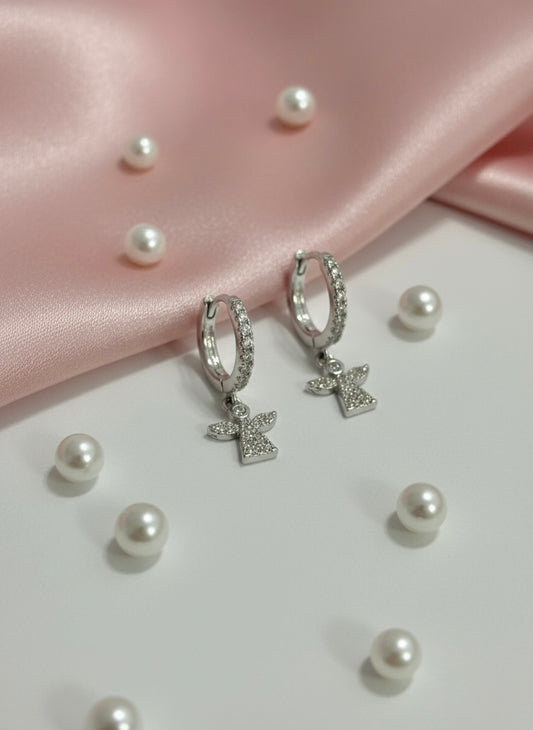 Angel Hoop Earrings with Cubic Zirconia