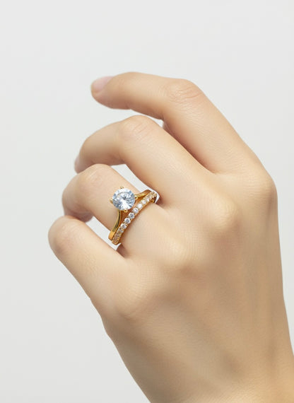 Classic Solitaire CZ Ring – Adjustable Gold Finish