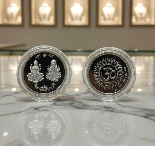 Maa Lakshmi & Lord Ganesh  Silver Coin – Limited Festive Offer!