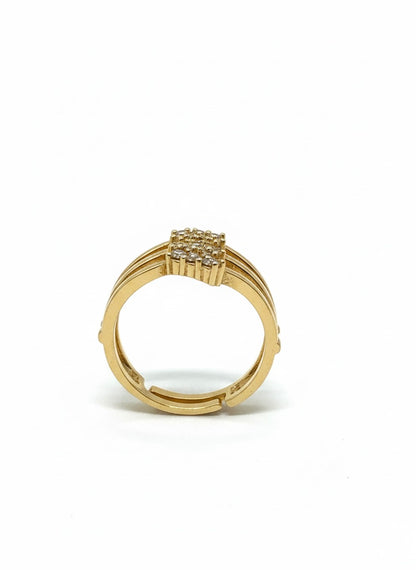 Adjustable Multi-Band CZ Statement Ring – Gold Finish