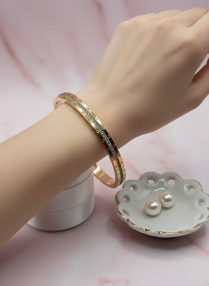 Gold Plated Dual Row Crystal Bangle Bracelet