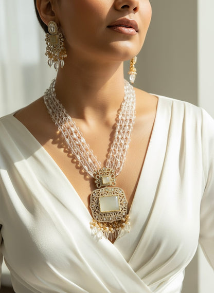 Elegant Kundan & Beaded Necklace Set