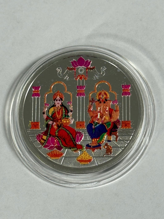 Lakshmi Ganesh Colour Silver Coin – 10g Pure 999 Silver