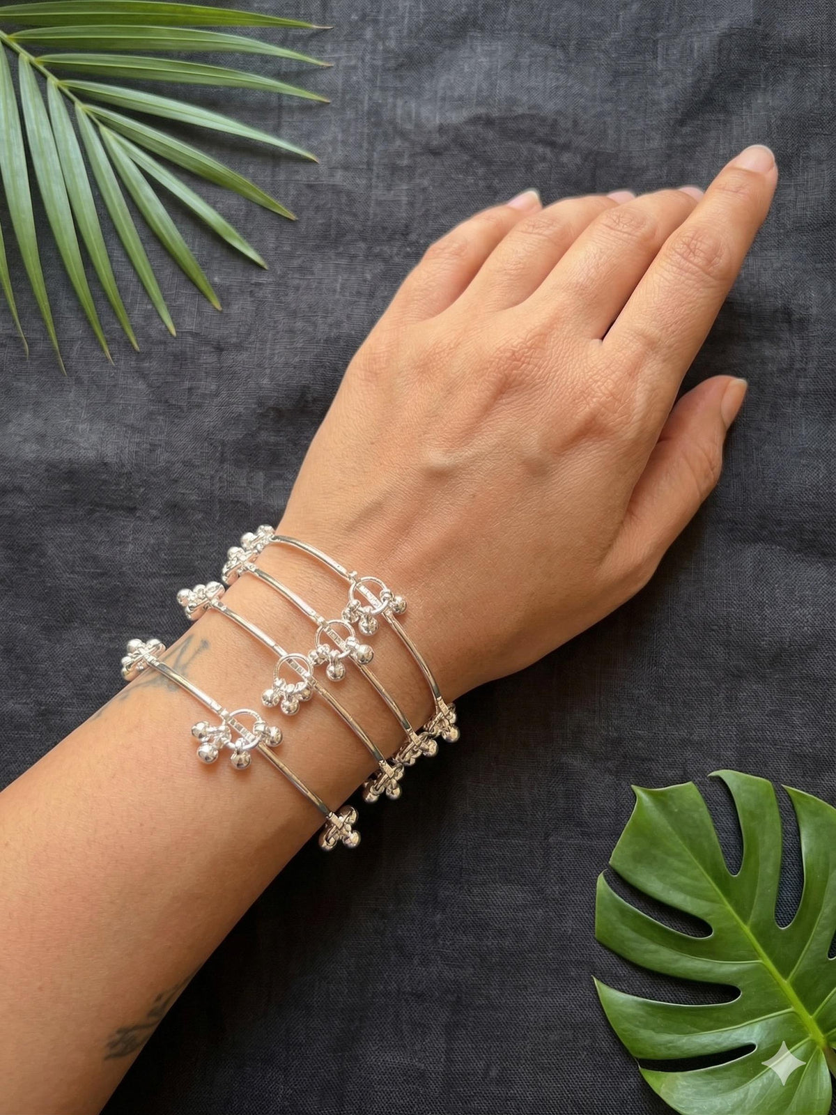 Silver Tone Kashmiri Bangles – Set of 4