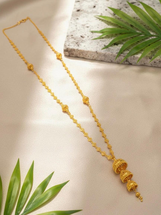 Premium Gold Tone Long Mala Necklace with Jhumka Pendant