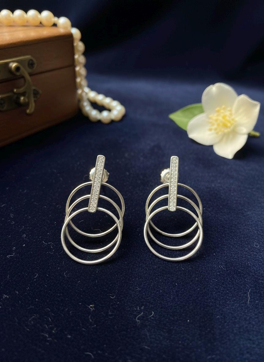 Handmade Modern Geometric 925 Silver Earrings