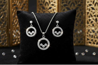 Handmade 925 Sterling Silver Necklace & Earrings Set with Cubic Zirconia