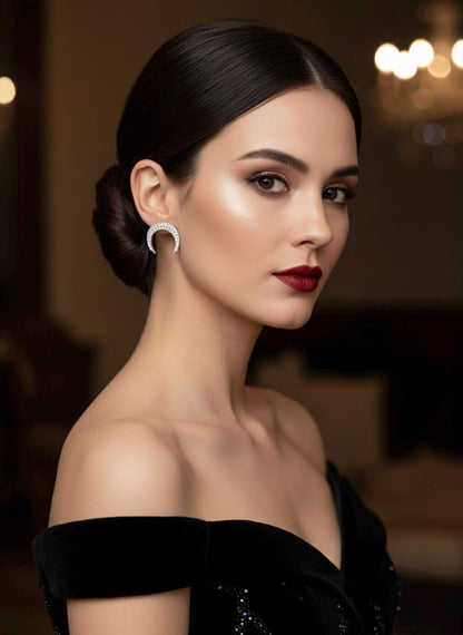 Handmade Hallmarked 925 Sterling Silver Crescent Moon Earrings