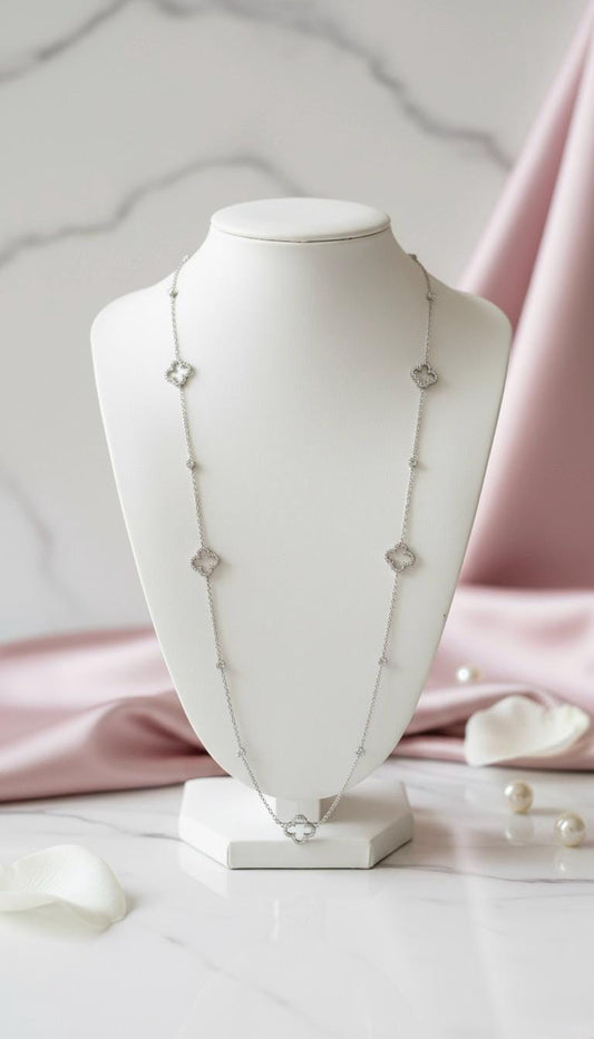 Handmade Elegant 925 Sterling Silver Long Necklace